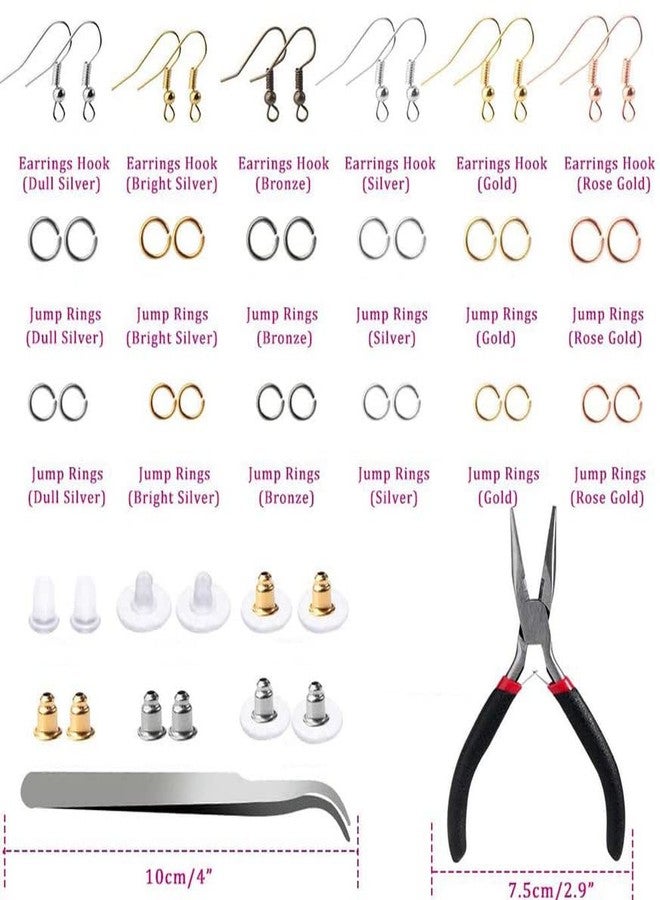 DIY Crafts 700 Grm, Bronze, Earring Making Kit Jewelry Makes Supplies with Earring Post Jump Rings Earring Back Tweezers Jump Ring Opener for Earring Jewelry DIY Making Wo (700 Grm, Bronze) - Image 2